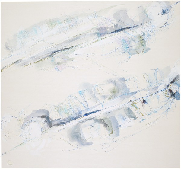 salpen - zooplankton - b, 2015, 70 x 75 cm, aquarell, acryl, farbstifte auf porösem karton